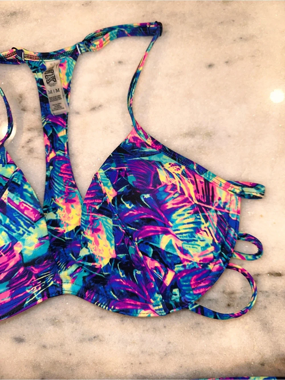 Pink by‎ Victorias Secret Size M/L Women's Multi-Color Strappy Bikini Set